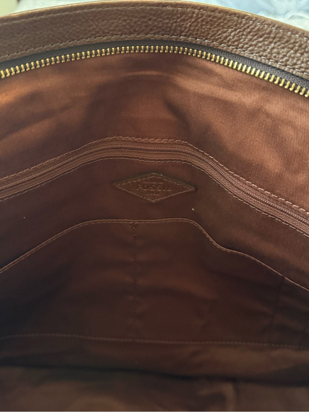 Fossil Brown Croc-Embossed Leather Tote - Picture 7 of 7